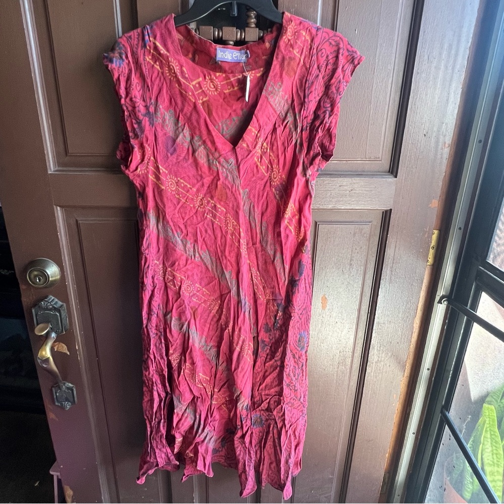Indie Ella Silk Red Boho Dress